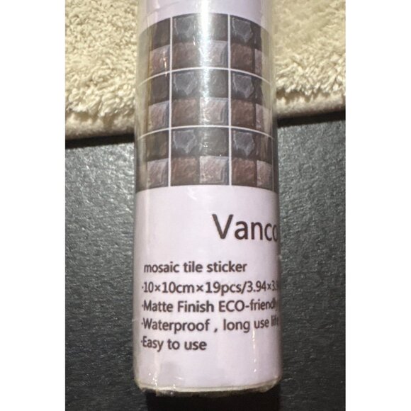 2 Pack Vanco-Up Mosaic Tile Stickers 4 x 4" 19Pcs PVC Waterproof Peel & Stick - Picture 3 of 5